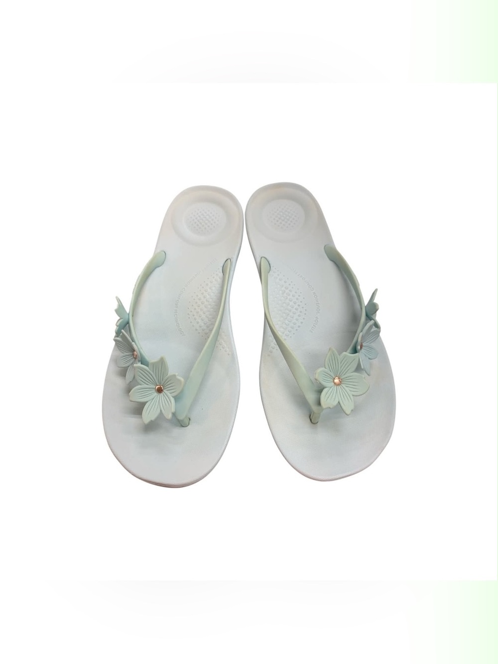 FitFlop Floral Jelly Flip Flops in Mint Green S9
